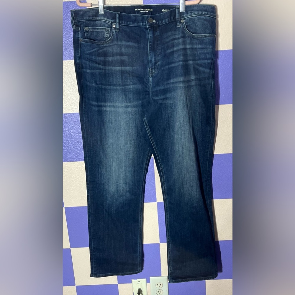 NWOT Banana Republic Slim Fit Luxe Traveler Jeans Medium Dark Wash - Sz 42 x 32